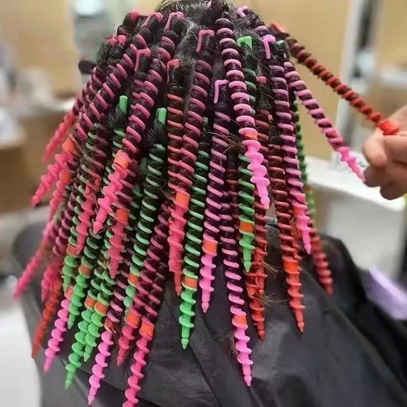 1 Bag Random Curling Rods Heatless Curls Mixed Color Spiral Hair Styling Tools For Cold Perming Suitable For Hair Salons