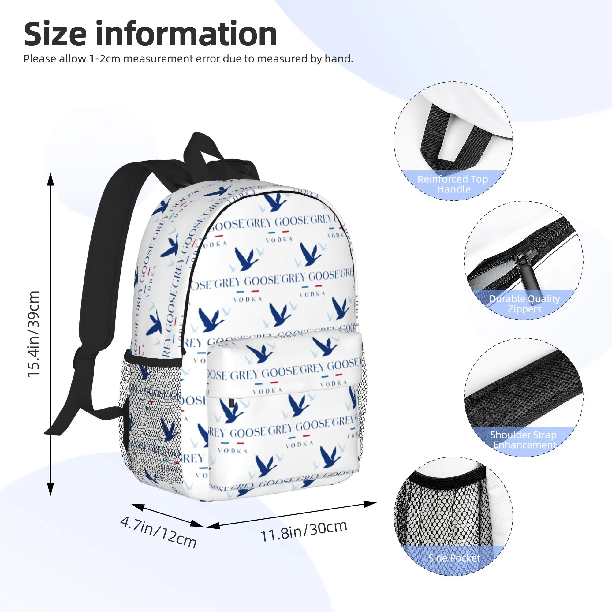 Grey Goose Vodka Backpack Hot Sale Daypack Large Capacity Boys Girls BookBag Shoulder Bags for Men Women School Bag