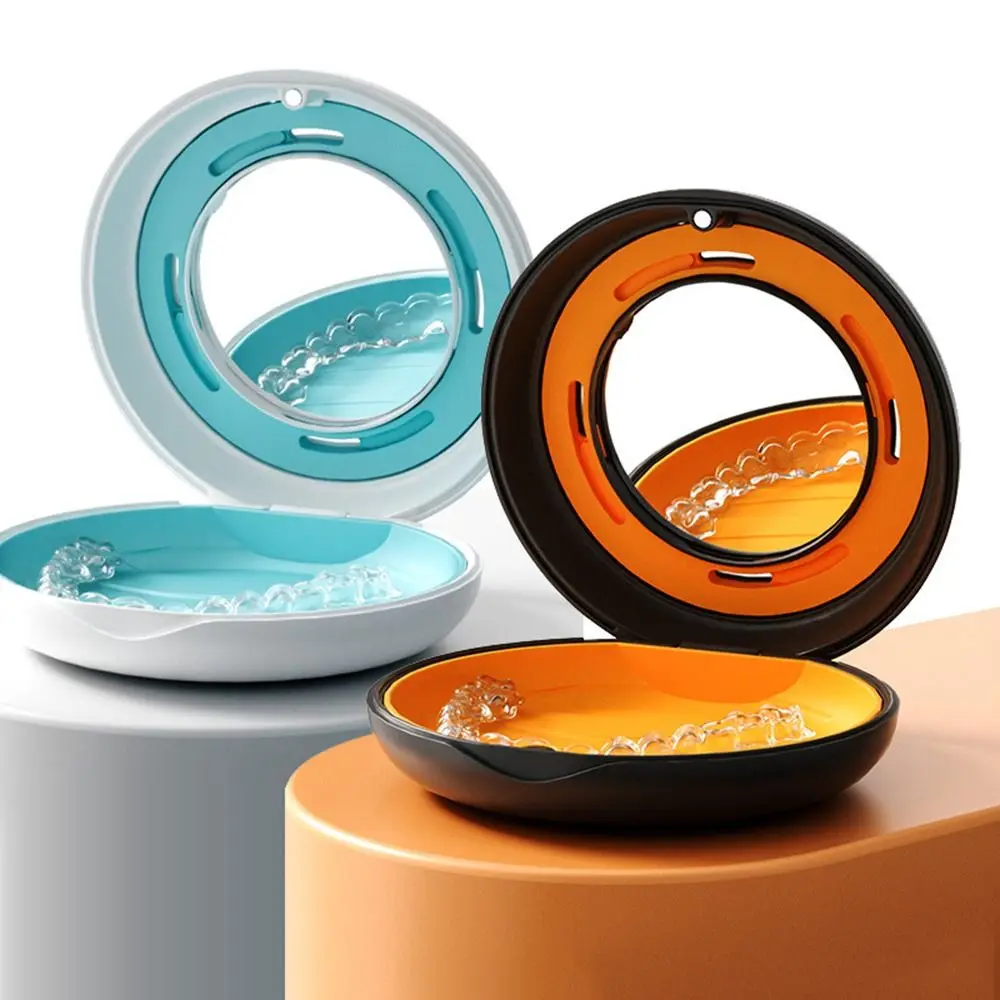 

Magnetic Closure Retainer Case With Mirror Cleaning Tooth Portable False Teeth Box 5 Colors Mouthguard Container