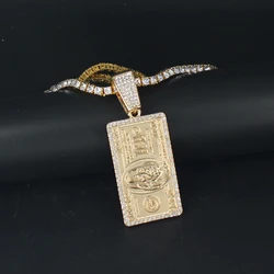 Men Women Hip Hop One Hundred Dollar Large Bill Money Pendant Necklace With Tennis Chain HipHop Necklaces Fashion Charm Jewelry
