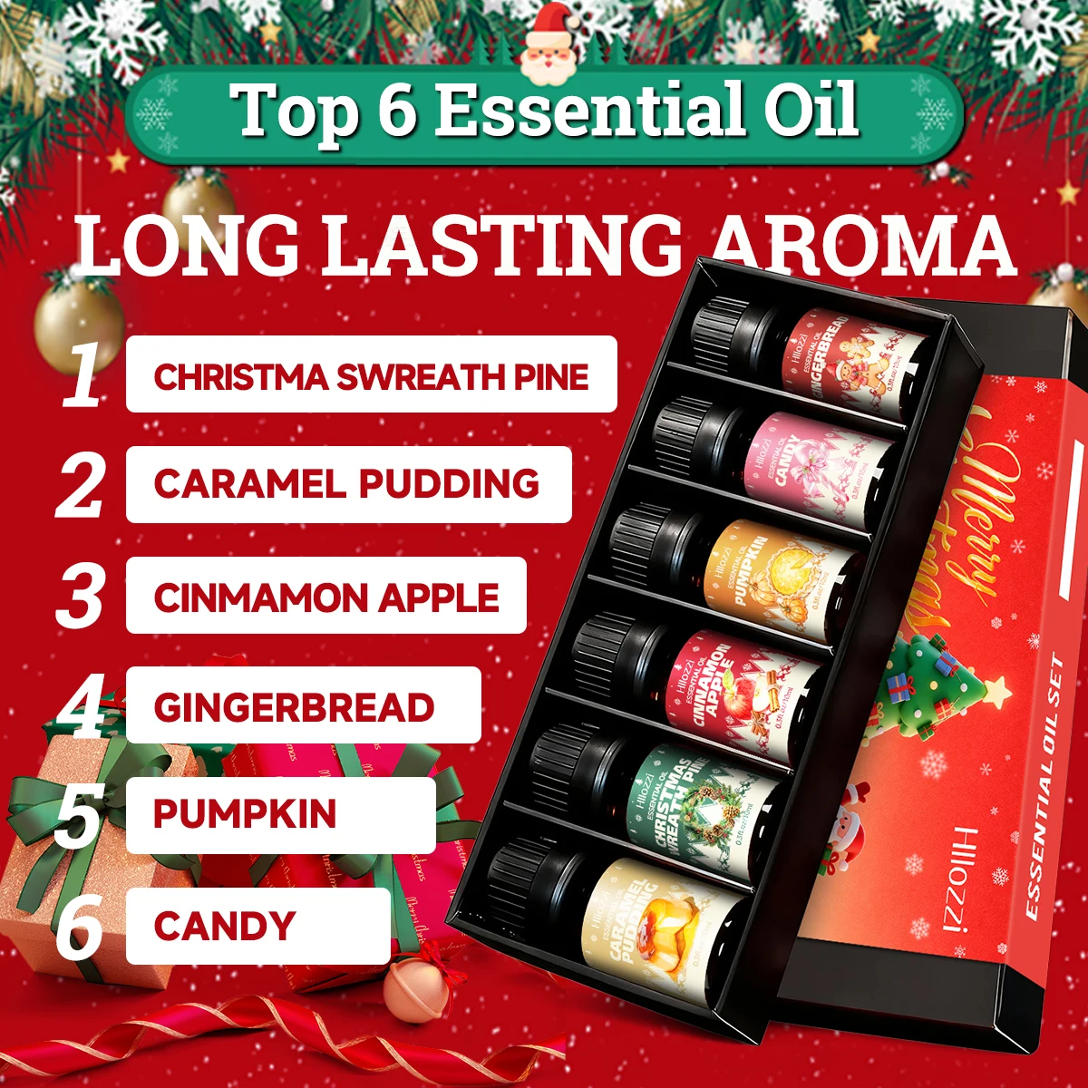 Hllozzi Christmas Essential Oil Set Warm Home Atmosphere Fresh and Lingering Fragrance Set Festive Atmosphere Essential Oil