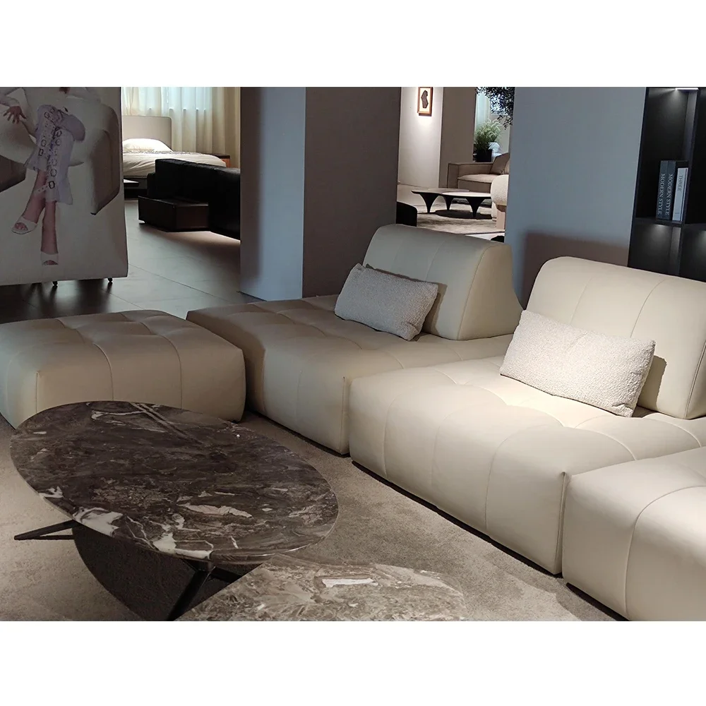 Luxury Modern Design House Hotel Leather Couches Living Room Furniture Sofa Set Leather Sales