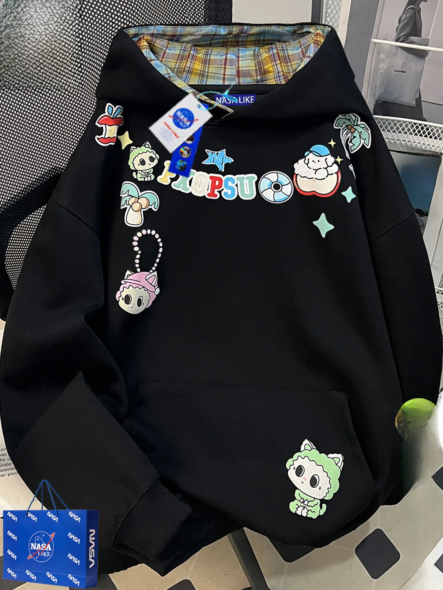 

Милый мультяшный худи для женщин, свободный крой, тонкий, осенне-зимний, новый дизайн, в корейском стиле, повседневный, удлиненный, из полиэстера