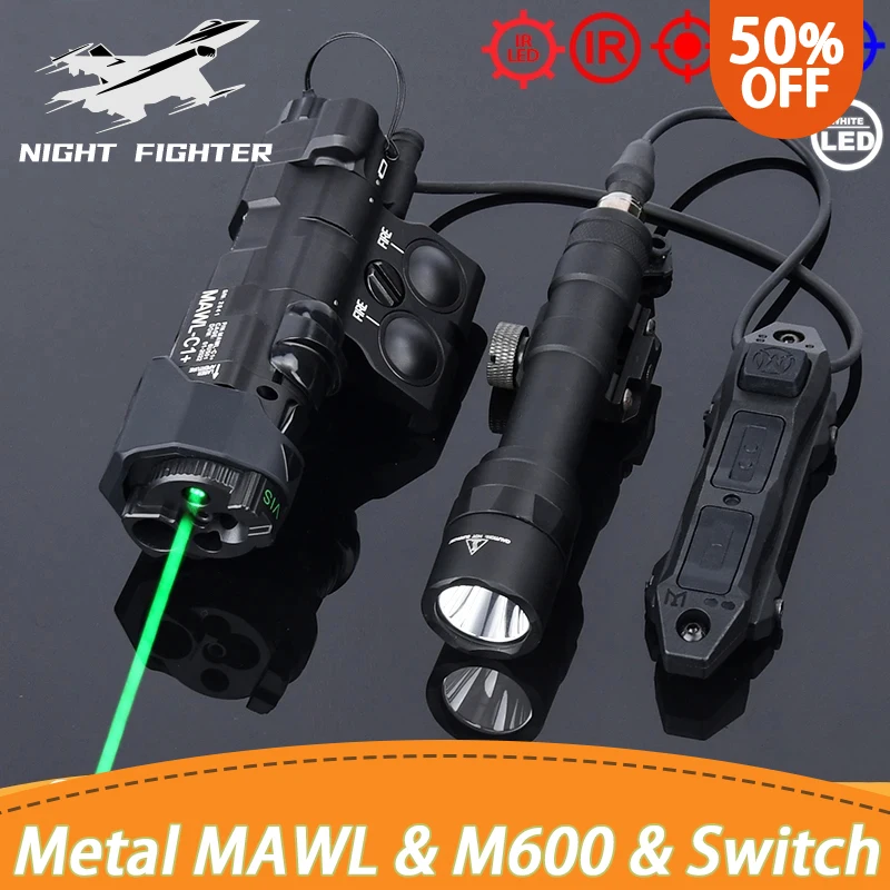 Tactical MAWL-C1 IR Red Green Blue Laser Hunting White Light M300 M600 Metal Flashlight With Dual Function Switch Airsoft Parts