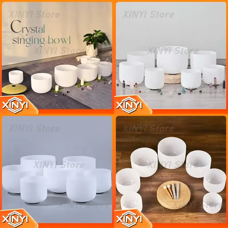 for SUCCESS Full Set of 432 Hz 6 to 24 Inch High Purity Quartz Crystal Singing Bowl With Bags