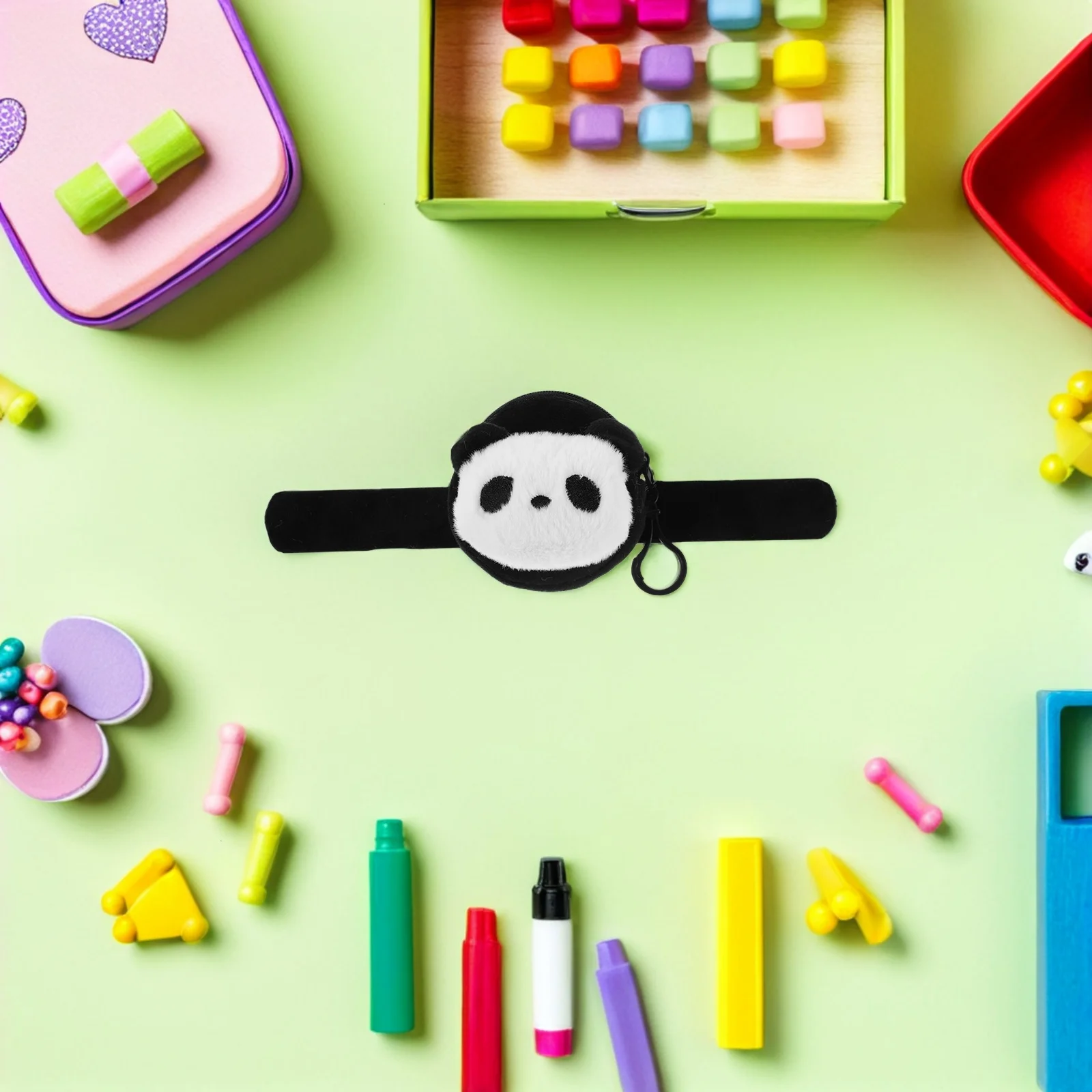 6 個パンダスラップブレスレット小銭入れ動物スナップリストバンド子供女の子誕生日パーティーポータブル小銭入れ旅行用