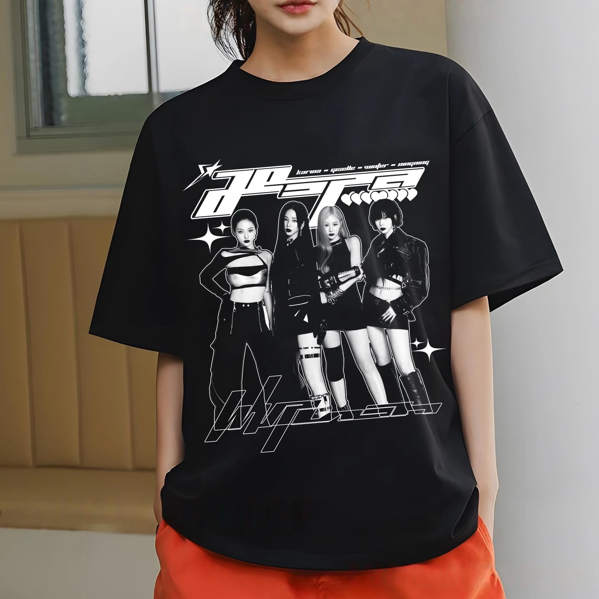 Camiseta KPop Aespa Whiplash 2026 para Hombre y Mujer, Ropa de Verano de Algodón Y2K, Moda de Alta Calidad, Top de Manga Corta, Ropa Urbana Unisex