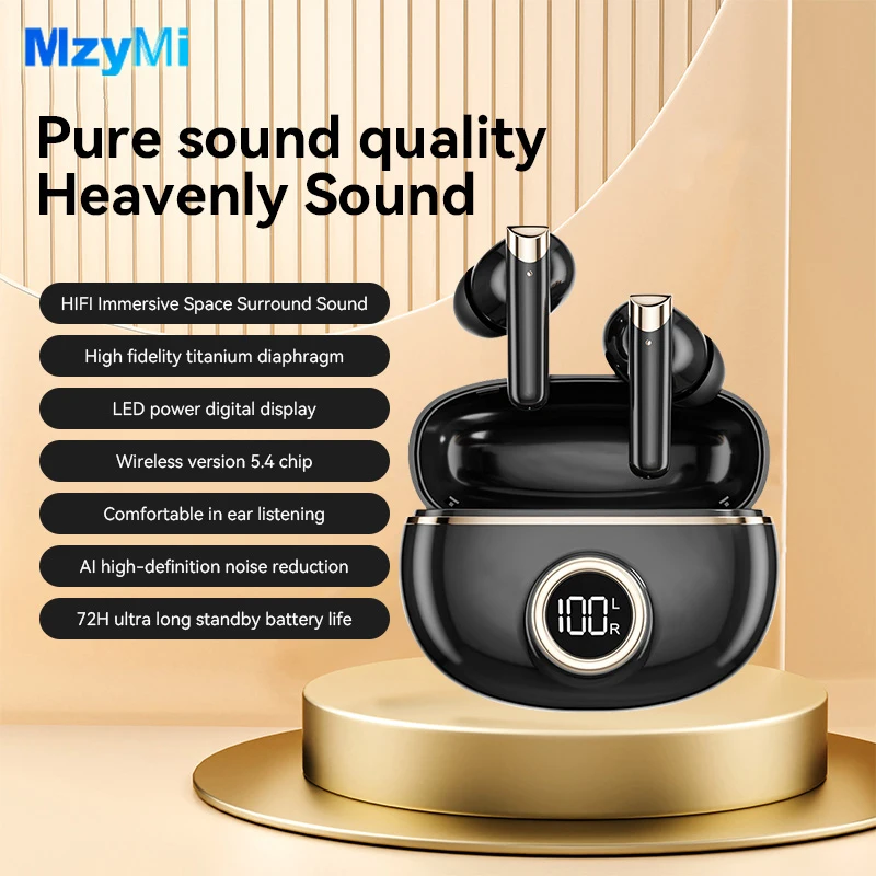 MZYMI Bluetooth5.4 Наушники M85 TWS Беспроводные наушники Спортивная игровая гарнитура Светодиодный дисплей Водонепроницаемые наушники-вкладыши с микрофоном