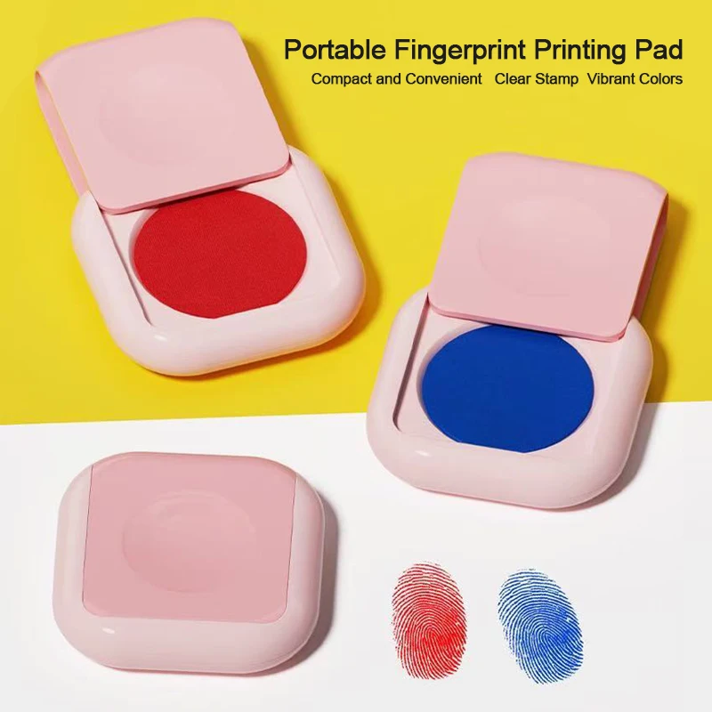 Almofada de impressão digital portátil pequena almofada de impressão de escritório financeiro bonito vermelho azul preto mão conta selo especial para tinta passada