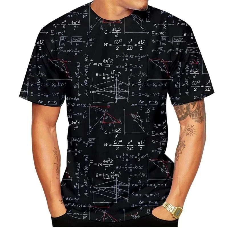 Lustiges Mathematik-T-Shirt mit 3D-Formel-Druck für Männer und Frauen, Kurzarm-T-Shirts, Streetwear, Harajuku-Oberteile, Kleidung