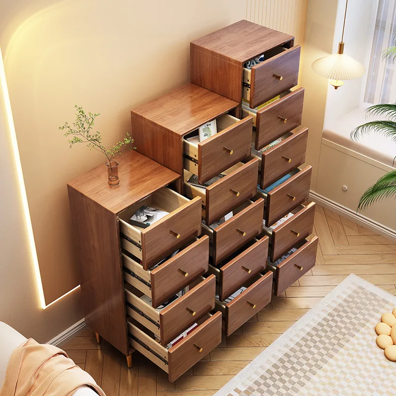 Solid wood crevice, drawer type storage cabinet, bedroom chest of drawers, bedside storage cabinet, ultra-narrow sofa side cabin