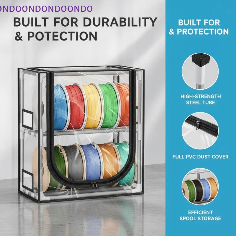 1 Set 2 Tiers Metal Filament Storage Rack With Trans Cover 3D Printer Filament Storage Box Holds Up To 20 Roll