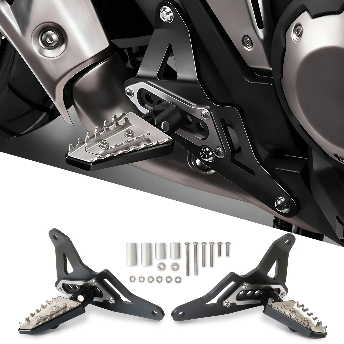 

Motorcycle Passenger Rear Folding Footrests Foot Pegs Pedal Pads Stand Kit For XADV750 X-ADV 750 2021-2026
