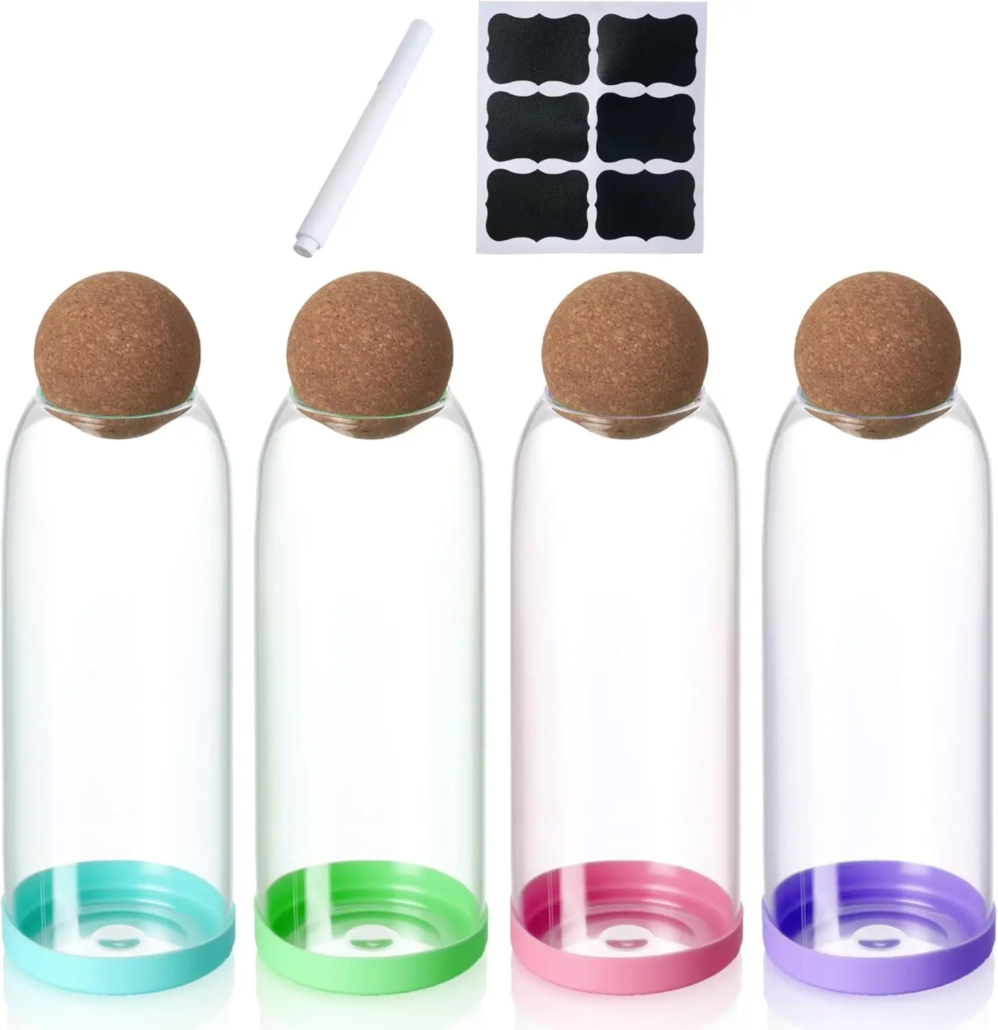 4 قطع برطمانات تخزين زجاجية سعة 34 أونصة مع أغطية من الفلين للقهوة والمكسرات والتوابل والشوفان #6