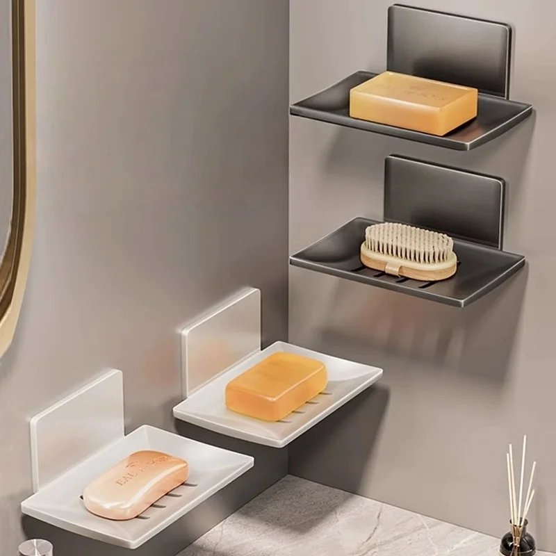 

Creative Drainage Space Aluminum No-Drill Soap Dish for Bathrooms, Wall-Mounted Toilet Soap Holder and Vanity Shelf