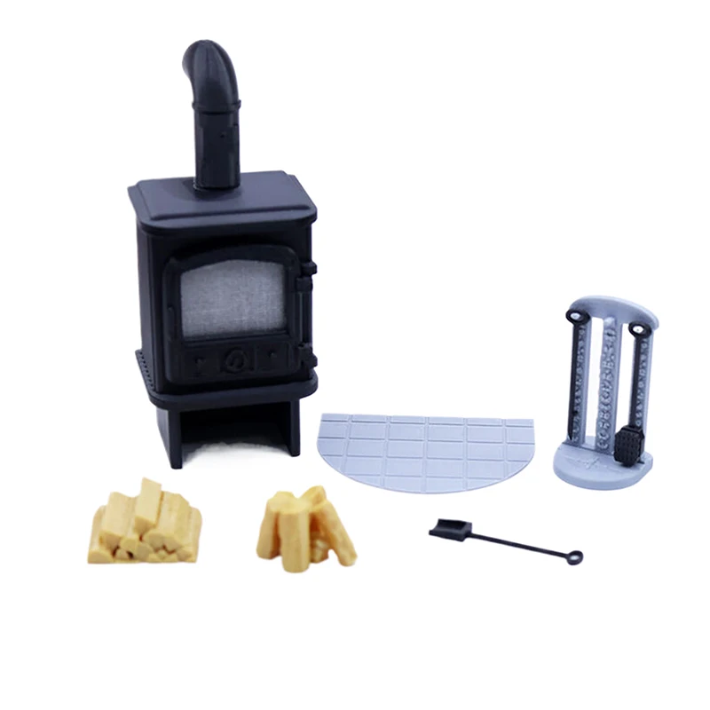 Mini chimenea para casa de muñecas, estufa, modelo de chimenea, decoración para sala de estar, accesorios para muebles, 1/12