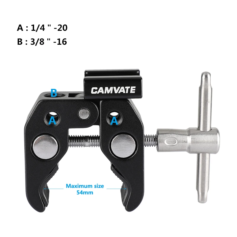 CAMVATE Super Clamp 1/4 "3/8" ด้าย & รองเท้าเย็นสำหรับ Monitor ขาตั้งไมโครโฟน Led แฟลชวิดีโออุปกรณ์เสริม