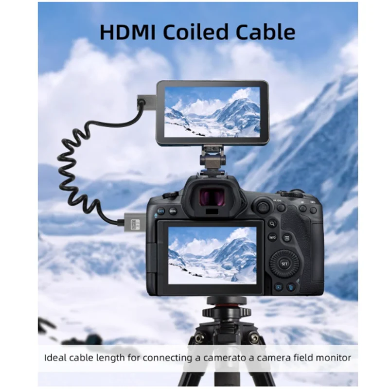 4K 60hz Micro Mini HDMI 2.0  to HDMI Male UP Down Left Right Stretch Coiled Cable 90 Degree for HDTV Monitor Computer Laptop