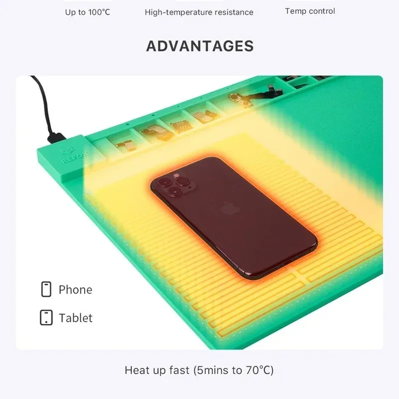 REFOX RS30 ESD Repair Heat Mat Anti-slip Silicone Pad Insulating Maintance Magnetic Mat Mobile Phone and Tablet Repair Tools Pad