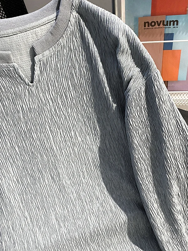 

Retro American V-ne Long Sve T-irt ex Spring Autumn New Faion Casual Loose Bot irt Youth Trend Pure Color