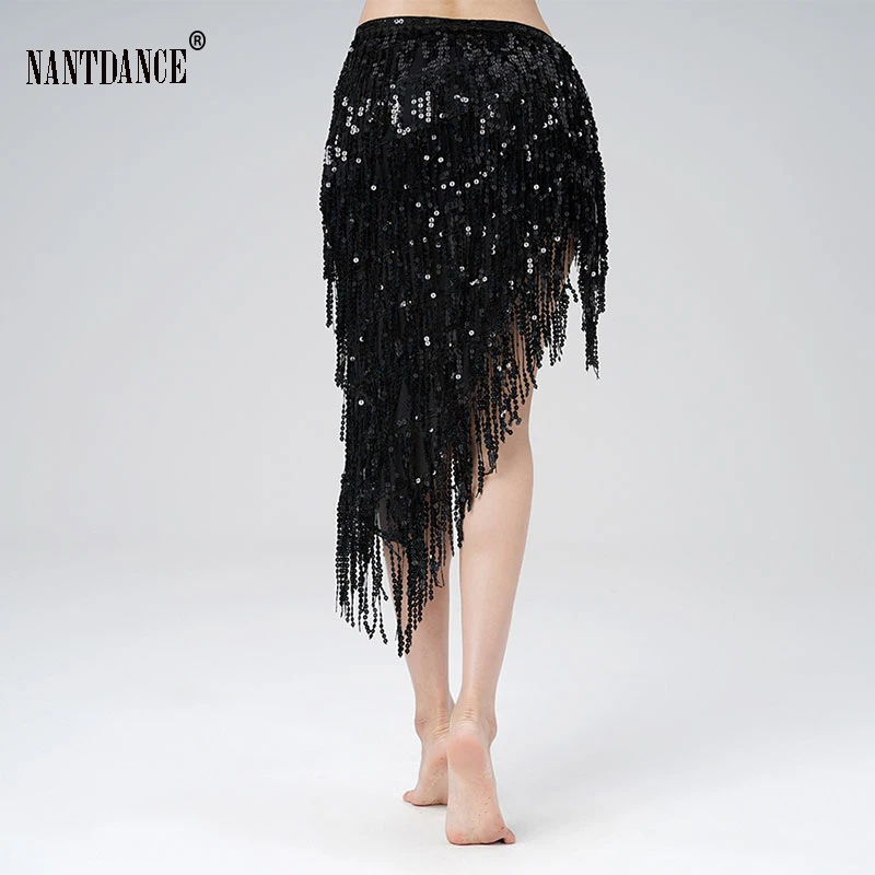 Triangle Sequins Bellydance Skirt Belly Dance Long Tassel Hip Scarf Festival Outfits Women Dance Wear Accessories Dancing Belt