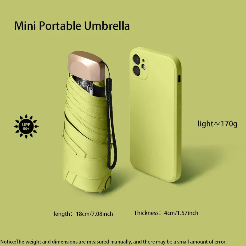 ISGTDRM Outdoor Mini Sun Umbrella UV Protection Ultralight Folding Five-fold Umbrella Sunshade Umbrella