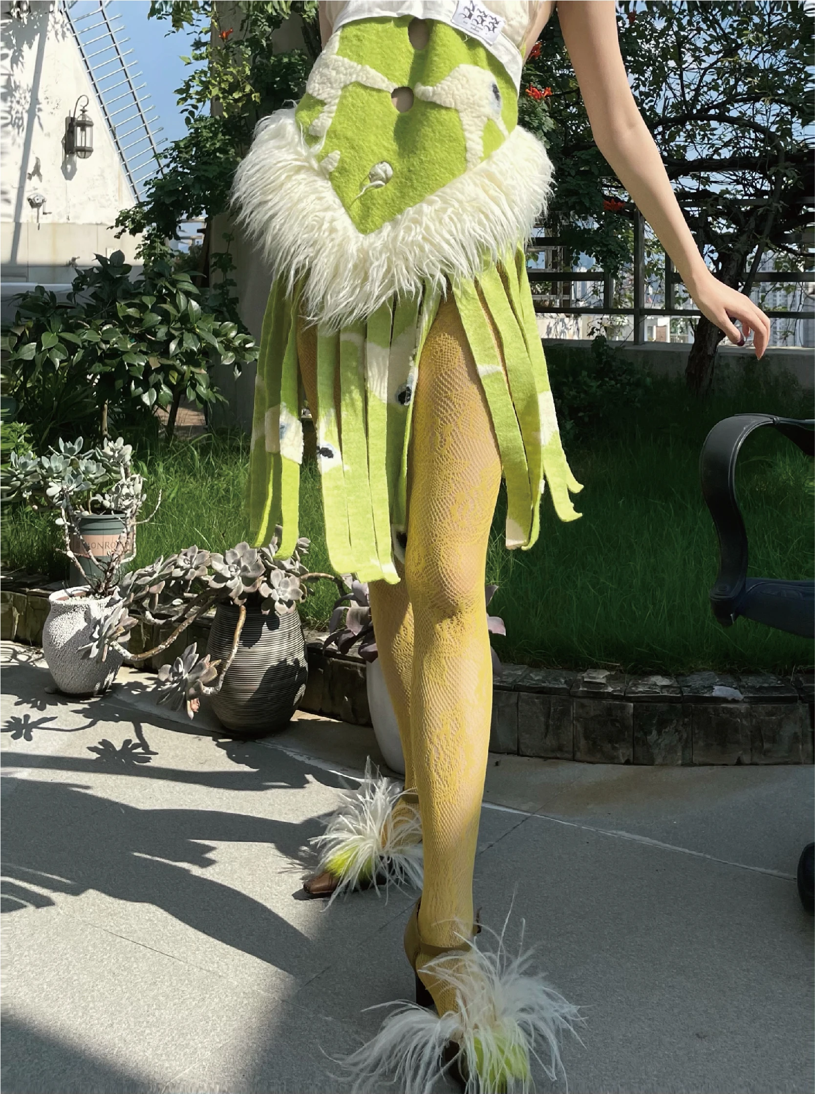 Pantyhose Women's Colorful Plant Flower Hollow Mesh Embroidery Fashionable All-Match Stockings Leg Shaping Sexy Spring andSummer