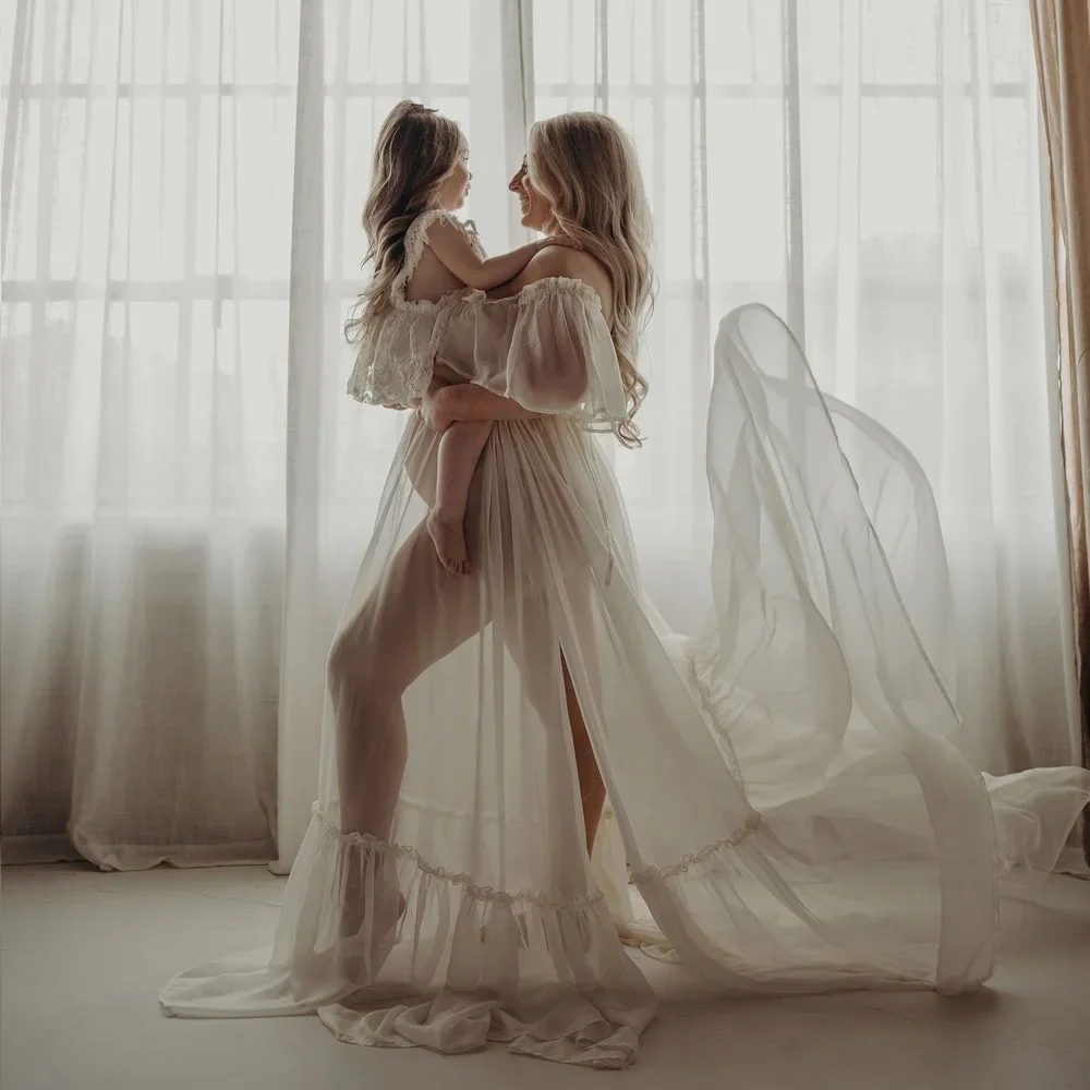 

Платья для беременных с открытыми плечами Одежда для фотостудии Сексуальное белое шифоновое платье с рюшами по краям Платья для фотосессии беременных женщин