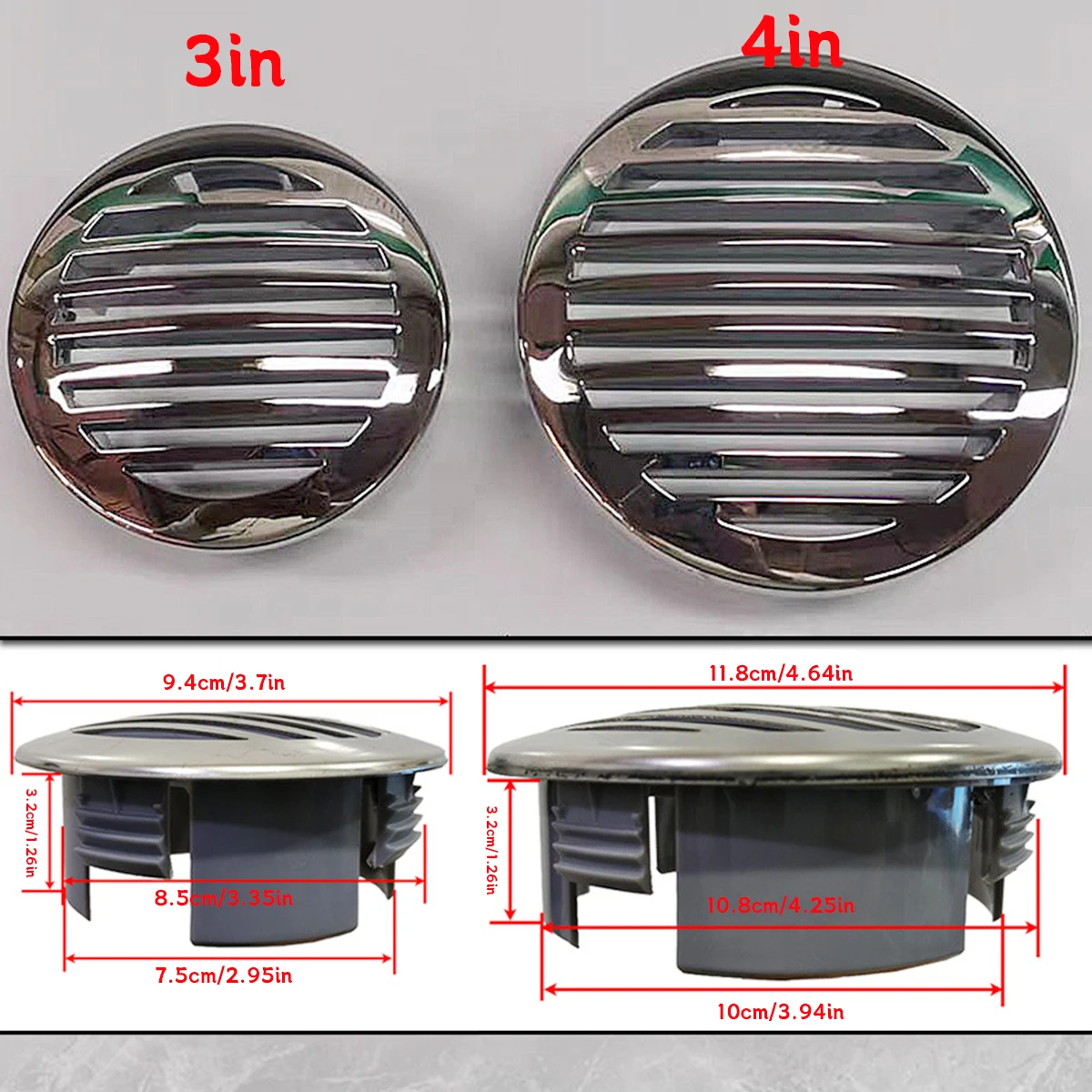 Stainless Steel Vent Cover Yacht/Rv/Air Inlet/Outlet/Comes with Snap-On High-Polished 316 Stainless Steel Air Vent Decorative Cover