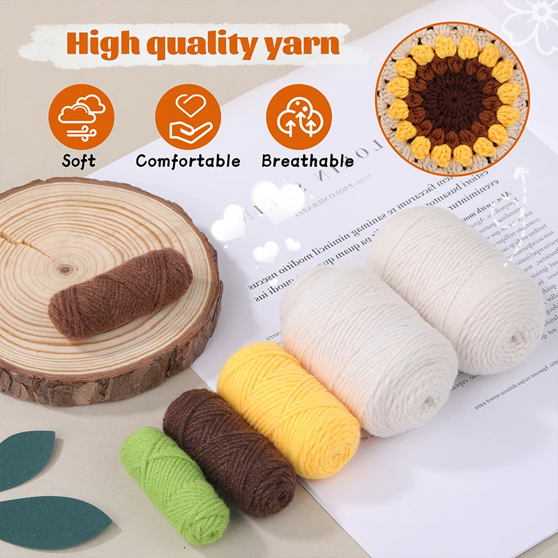 1 Set Kniting Crochet Kit for Beginners Craft Kits Material Package for Starters Crochet Yarn Crochet Lovers DIY Handmade Gift