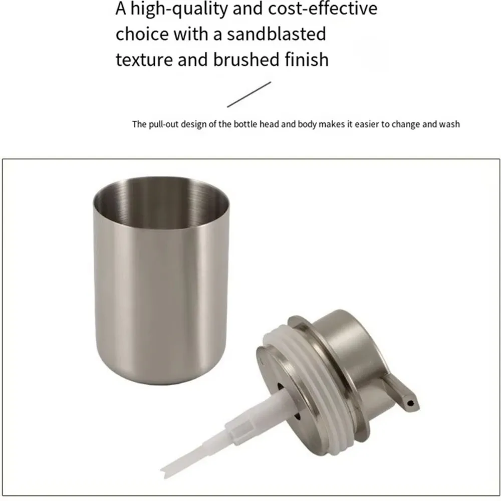 250ML Stainless Steel Soap Pump Easy To Press Refillable Lotion Dispenser Cylindrical Liquid Hand Soap Dispenser For Daily Use