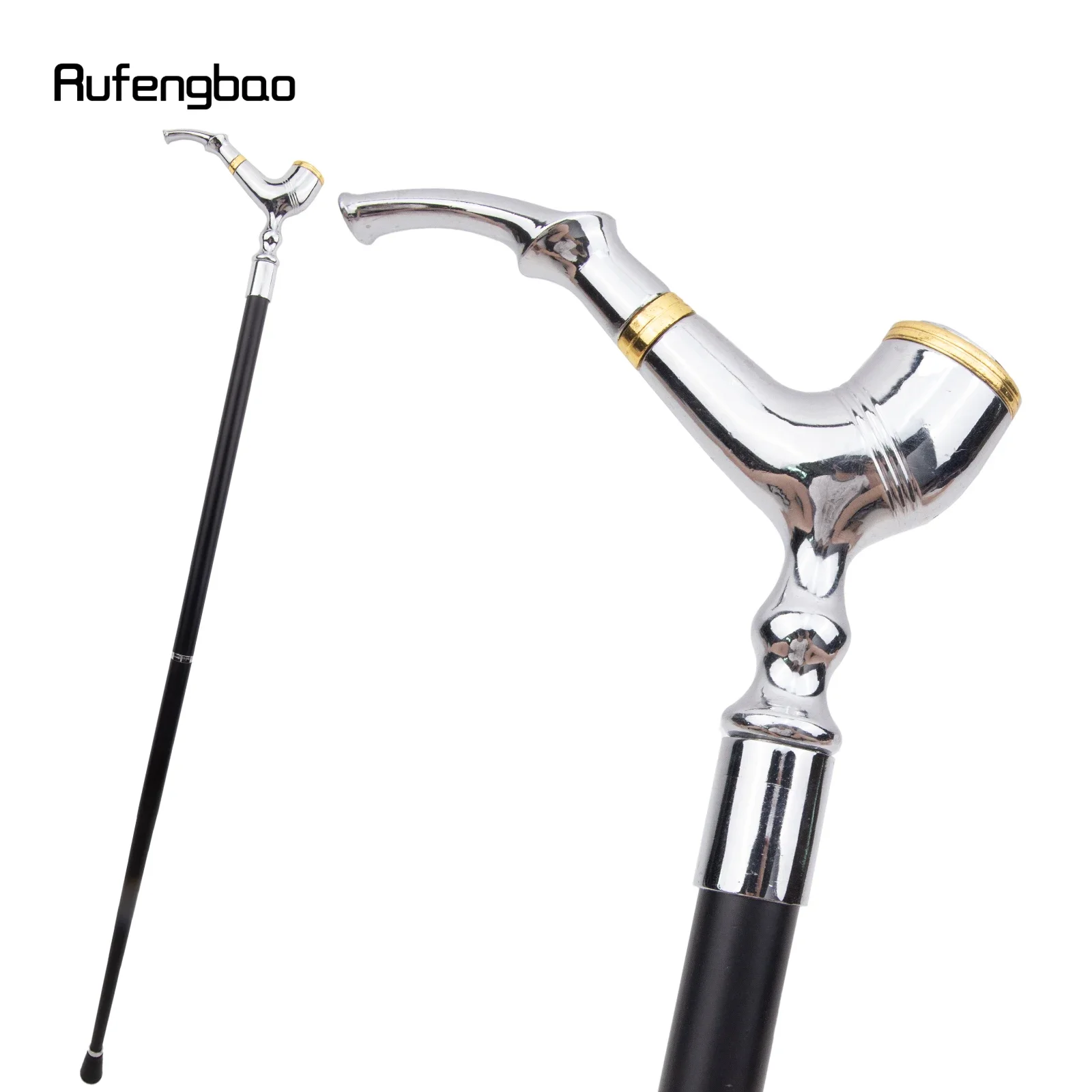 White Pipe Pattern Luxury Fashion Walking Stick for Party Decorative Cane Elegant Crosier Knob Walking Stick 93cm