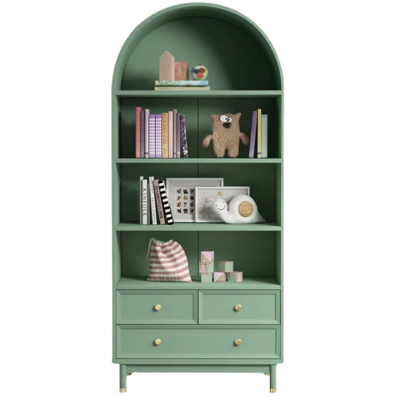 

American solid wood two-door bookcase floor-to-ceiling arched door home living room wine cabinet wall-to-wall vertical cabinet