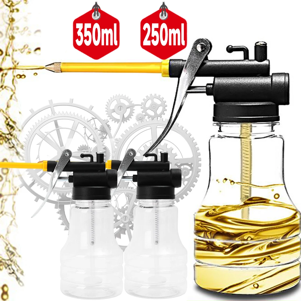 250ml/350ml Oil Filling Equipment Transparent High Pressure Pump Oiler Lubrication Oil Can Plastic Machine Oil Pot Extended Hose