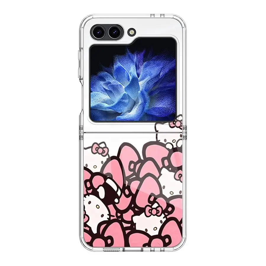 سانريو مرحبا كيتي حافظة لهاتف سامسونج جالاكسي ZFlip4 ZFlip7 ZFlip5 Z Flip 7 6 5 4 3 ZFlip3 ZFlip6 غطاء هاتف ناعم شفاف #3