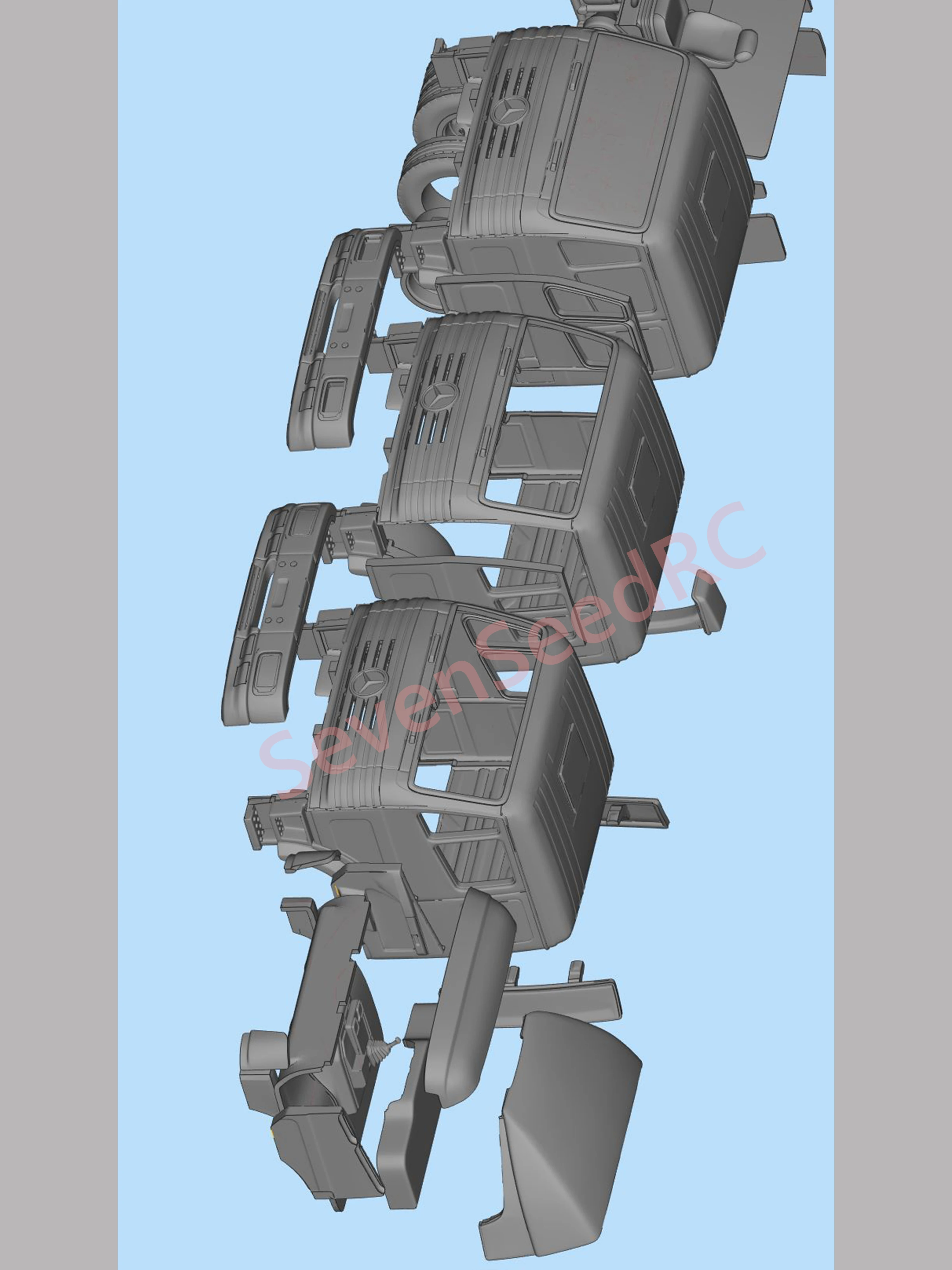 Camión impreso en 3d, techo bajo, serie SK Mrcds Eurocab 1/14, modelo de punto estático JDM Tamiya Lesu Lxy Scaleclub SCX10 Trx Crossrc