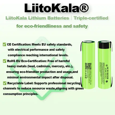 Original NCR18650B 3400mAh Lithium Battery liitokala