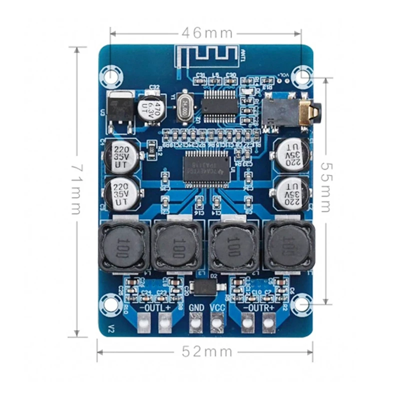 XH-M314 Bluetooth Digital Power Amplifier Board TPA3118 Dual 45W Audio Module AUX Decoding