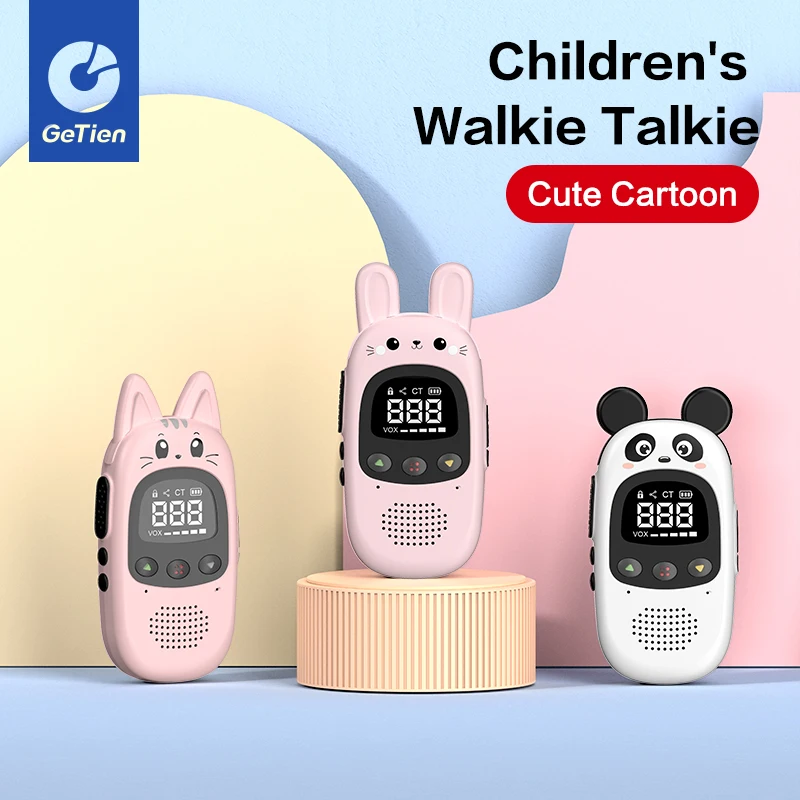 Getien 1/2PCS Walkie Talkie Mini Kids Portable Radio Transmission Transceiver Interactive Education Toy for Girl Boy Gift