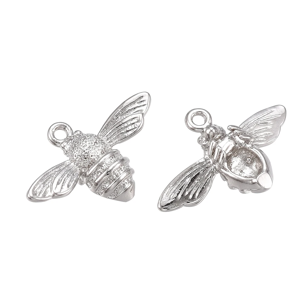 5pcs Brass Bee Charms Pendants for DIY Jewelry Making Bracelet Necklace Findings 11.5x17x4.5mm