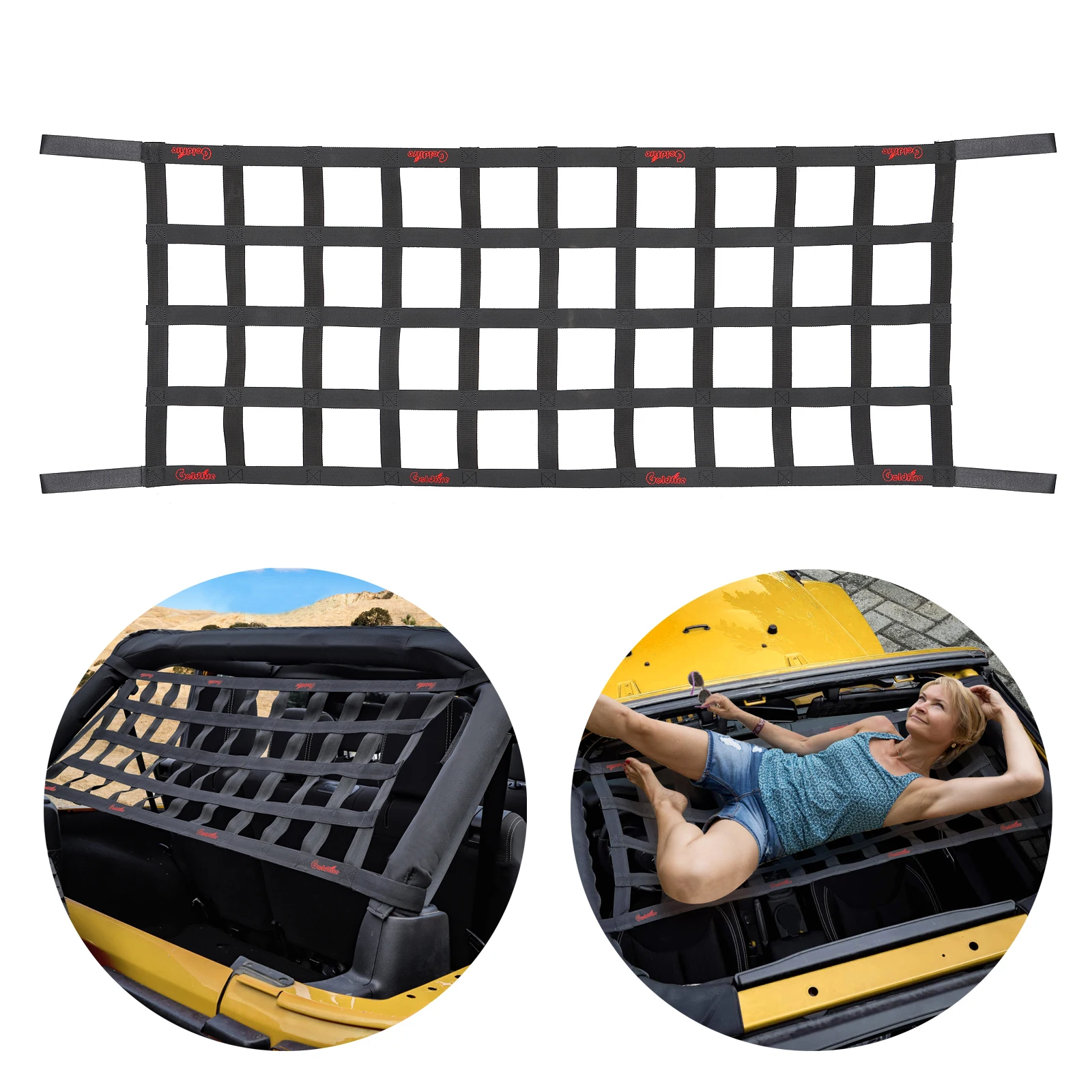

Roof Luggage Mesh Storage Net Holder Hammock Mesh Cargo Net for Jeep Wrangler YJ TJ JK JKU JL JLU 1987-2019 Car Top Accessories