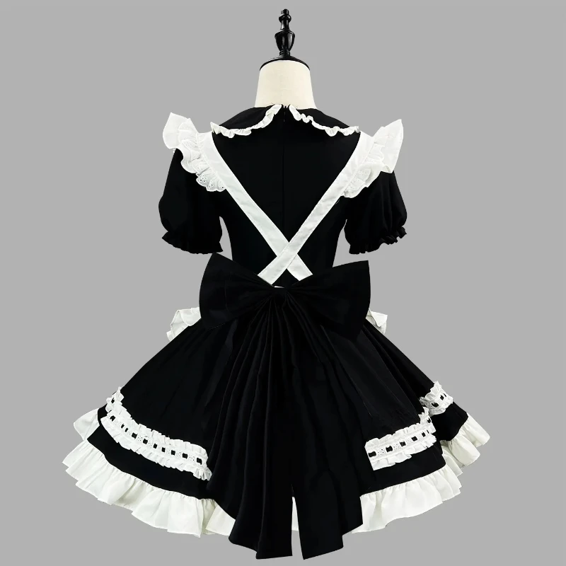 

Dress Black Lolita with Apron Short Sleevd Wear New Maid Cosplay Costume Coffee Servant 2025 Carnival Comic-Con Dress sdw3