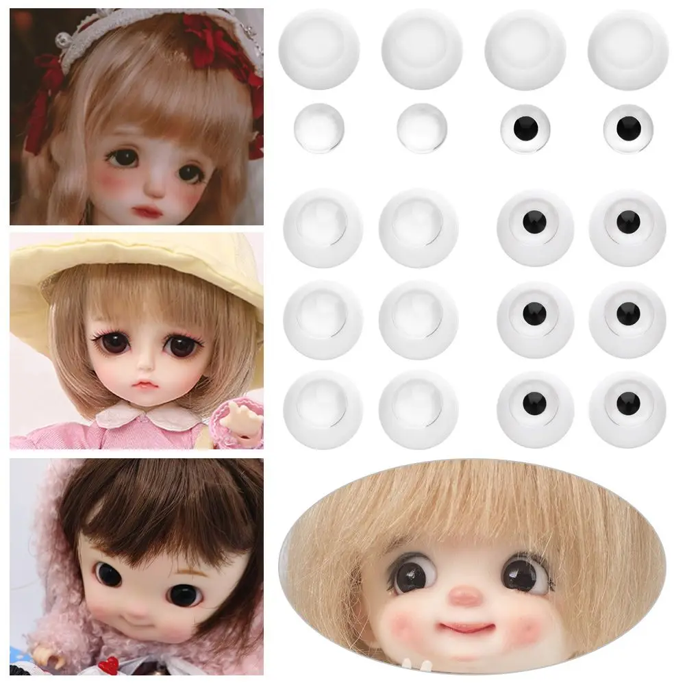 1Set 8~26mm Safety Acrylic Doll Eyes Half Round Eyeball Transparent&Black Eye Patch DIY Doll Toys Accessories Gifts