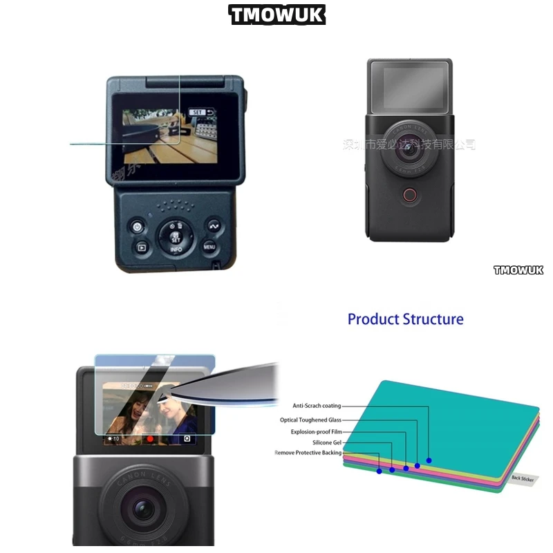 

For Canon Powershot V10 Vloggers' Gear, Full Cover Hard Tempered Glass For Camera LCD Display, HD Protective Film