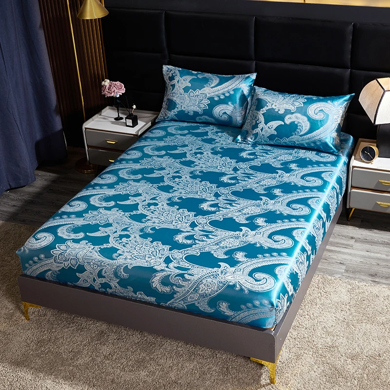 

1pc European-style Light Luxury Jacquard Fitted Sheet Pillowcases Not Included Suitable for Single Double and King-size Beds