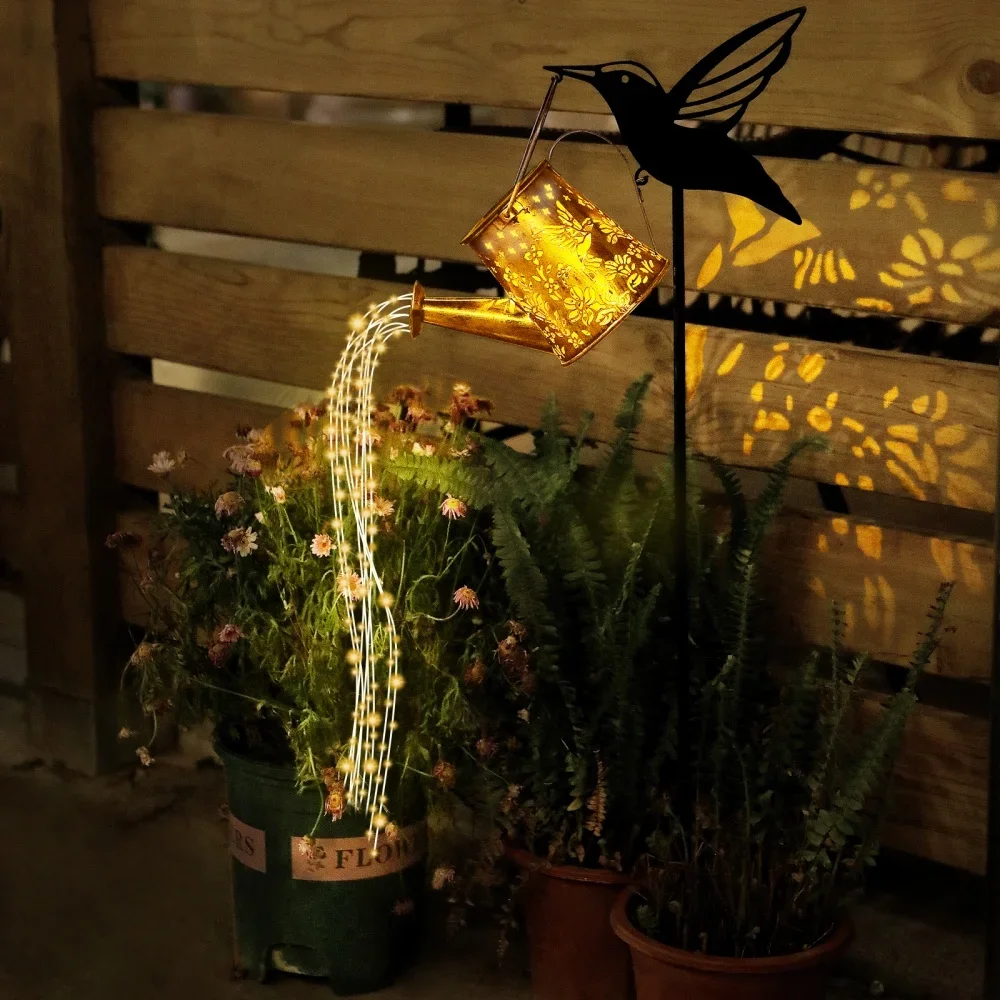 

Свет для чайника-колибри на солнечной энергии, наземный светильник для двора, уличный светильник из кованого железа, садовый светильник, декоративный светильник