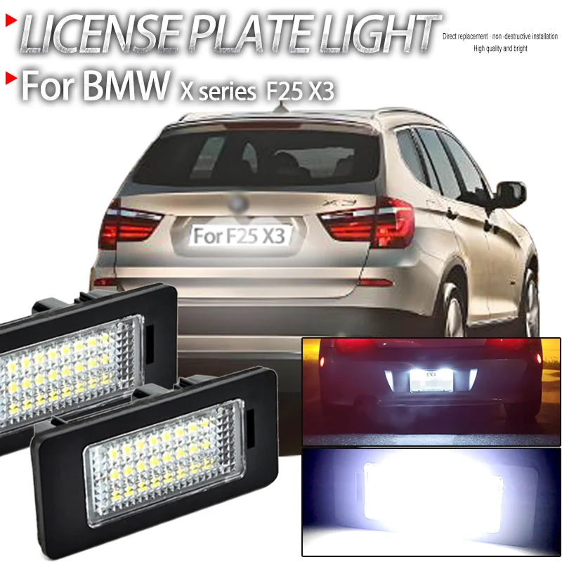 2PCS Car Canbus Error Free License Plate Light For BMW X series F25 X3 2010 2011 2012 2013 2014 2015 White License Number Plate