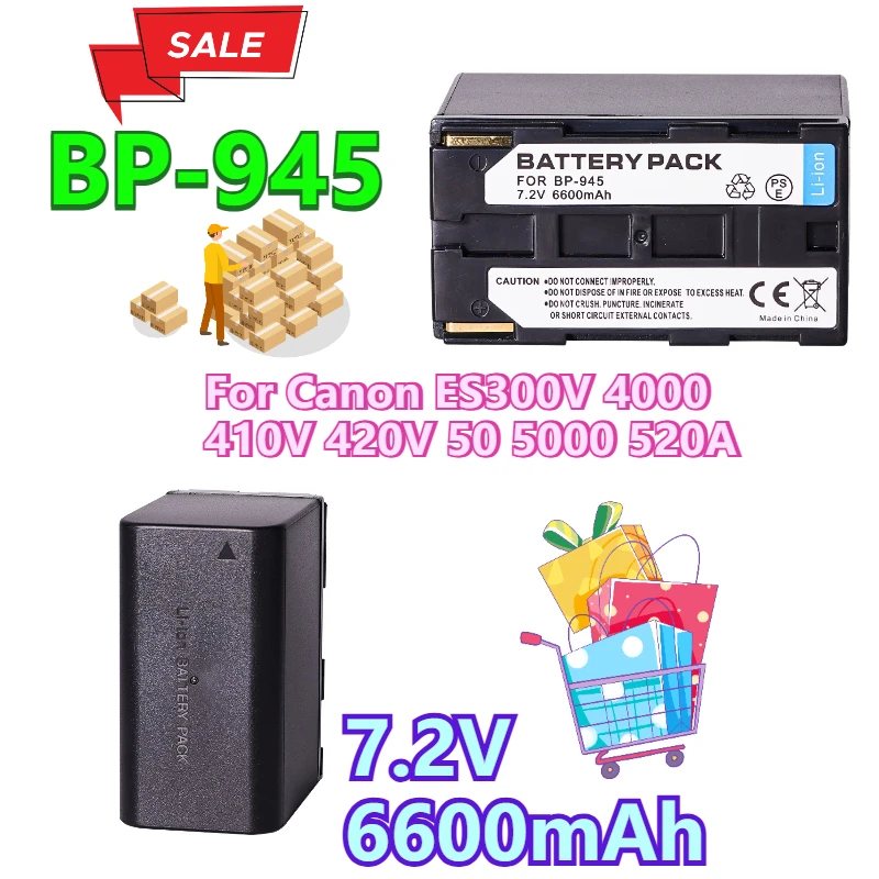 

7.2V 6600mAh BP-945 Digital Battery For Canon ES300V 4000 410V 420V 50 5000 520A