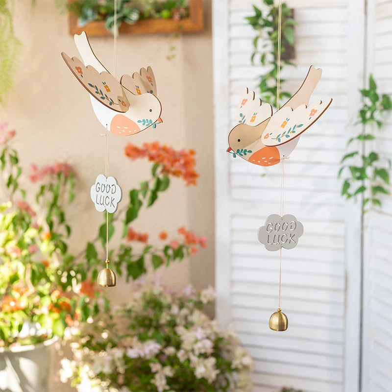 Wooden Wind Chimes Hummingbird for Bohe Rustic Farmhouse Home  Indoor Outdoor Gardens Patios Windowsills Decor Birthday Gifts