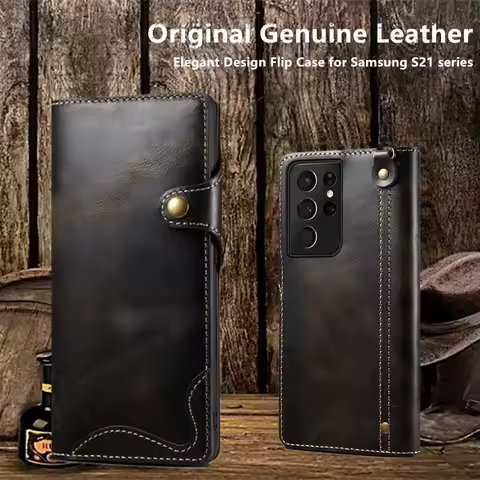 Genuine Leather Purse Flip Cover For Samsung Galaxy S24 S23 FE S22 S21 S20 Ultra Plus Luxury Wallet Case Phone Card Slot Branded